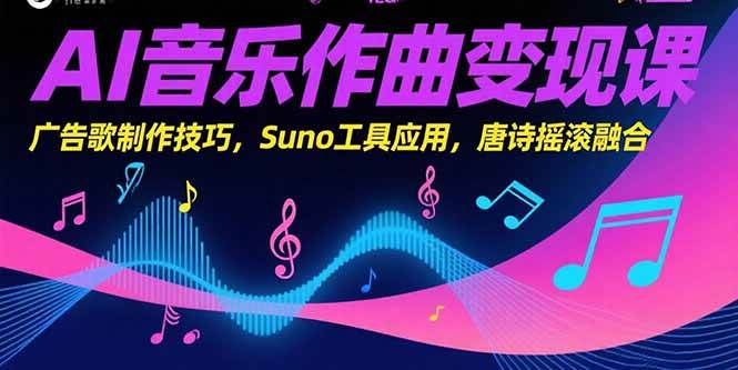 （15370期）AI音乐作曲变现课，广告歌制作技巧，Suno工具应用，唐诗摇滚融合-刀客资源网