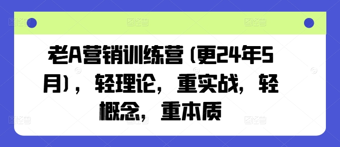 老A营销训练营(更25年6月)，轻理论，重实战，轻概念，重本质-刀客资源网