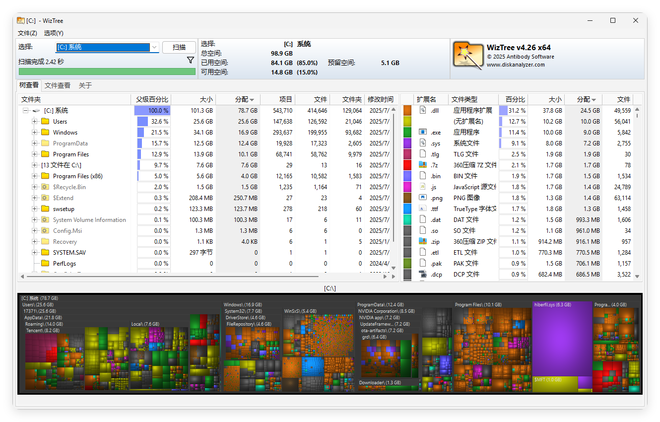WizTree磁盘分析工具v4.26便携版-刀客资源网