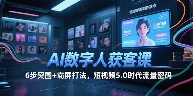 （15247期）AI数字人获客课，6步突围+霸屏打法，短视频5.0时代流量密码-刀客资源网