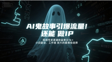 AI鬼故事引爆流量，还能做IP，视频号多渠道收益单日1k+，小白副业、工作室放大的最佳选择-刀客资源网