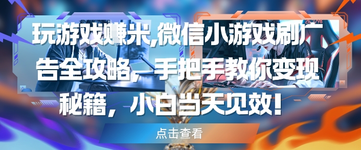 玩游戏挣米，微信小游戏刷广告全攻略，手把手教你变现秘籍，小白当天见效-刀客资源网