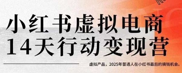 小红书虚拟电商14天变现训练营，虚拟产品，2025年普通人在小红书最后的搞钱机会-刀客资源网