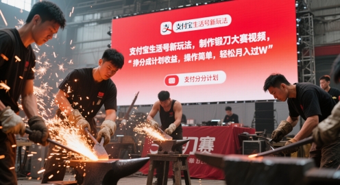 支付宝生活号新玩法，制作锻刀大赛视频，挣分成计划收益，操作简单，轻松月入过W-刀客资源网