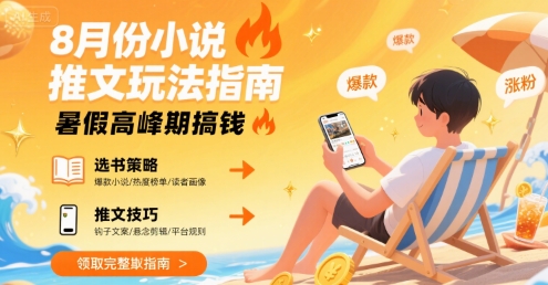 8月份小说推文玩法指南，暑假高峰期搞钱-刀客资源网