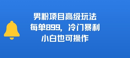 男粉项目高级玩法，每单899，冷门暴利，小白也可操作-刀客资源网