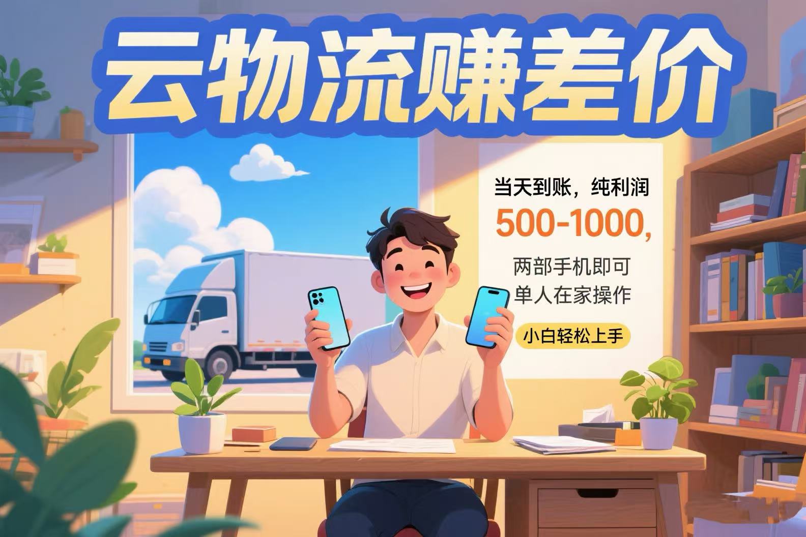 云物流赚差价 当天到账纯利润500-1000 两部手机即可 可单人在家操作 小…-刀客资源网