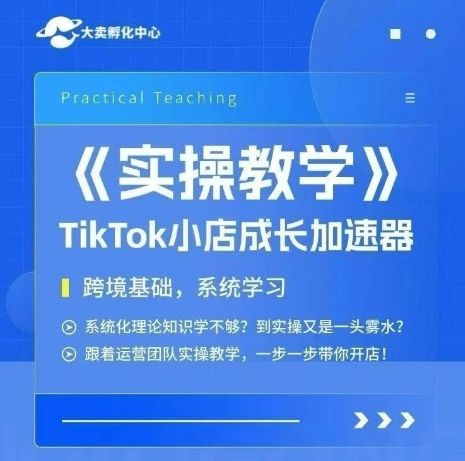大卖家孵化中心TikTok实操课，TikTok小店成长加速器，跨境基础系统学习，一步一步带你开店-刀客资源网