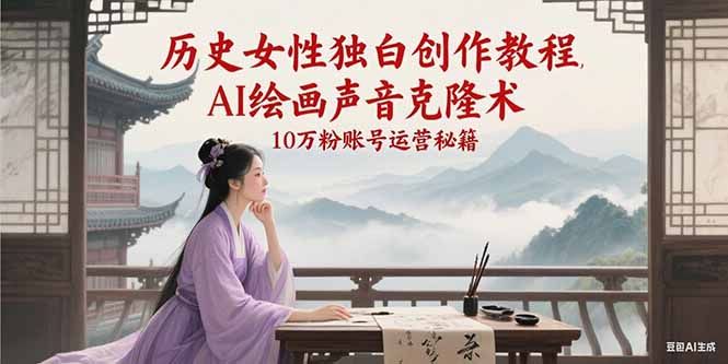 历史女性独白创作教程，AI绘画声音克隆术，10万粉账号运营秘籍-刀客资源网