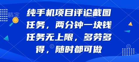 纯手机项目评论截图任务，两分钟一块钱 任务无上限多劳多得，随时随地都能做【揭秘】-刀客资源网