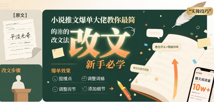 小说推文爆单大佬教你最简单的改文方法实操课，新手必学-刀客资源网