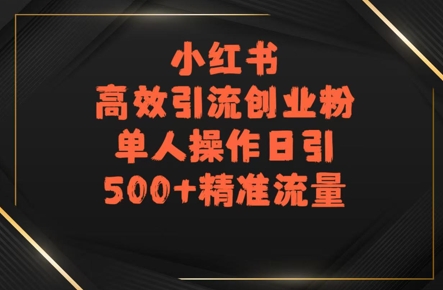 小红书高效引流创业粉，单人操作日引500+精准流量-刀客资源网
