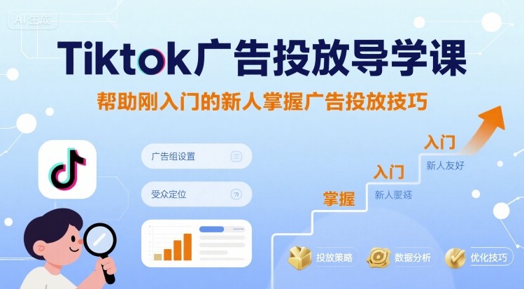 Tiktok广告投放导学课，帮助刚入门的新人掌握广告投放技巧-刀客资源网