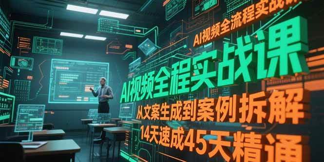 （15172期）AI视频全流程实战课，从文案生成到案例拆解，14天速成45天精通-刀客资源网