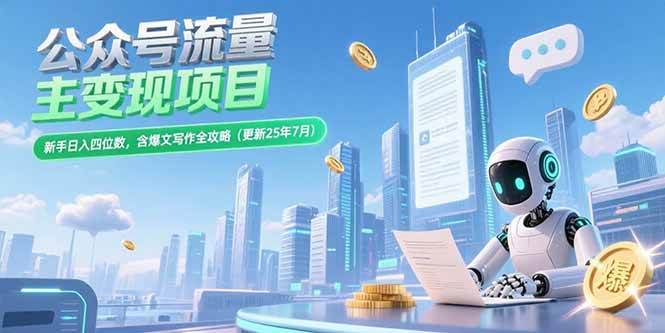 （15412期）公众号流量主变现项目，新手日入四位数，含爆文写作全攻略(更新25年7月)-刀客资源网