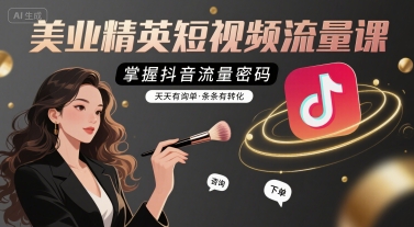 美业精英短视频流量课，掌握抖音流量密码，天天有询单，条条有转化-刀客资源网