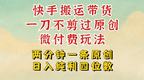快手黑科技搬运带货，一刀不剪过原创，微付费投流玩法，轻松日入四位数，深层揭秘玩法-刀客资源网
