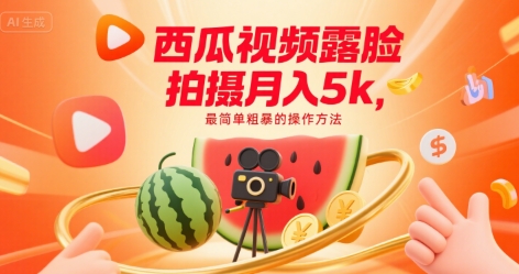 西瓜视频露脸拍摄月入5k，最简单粗暴的操作方法-刀客资源网