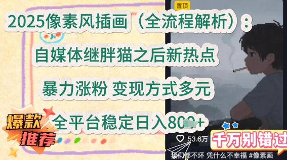2025像素风插画(全流程解析)：自媒体继胖猫之后新热点，暴力涨粉，变现方式多元，全平台稳定日入多张-刀客资源网