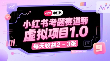 小红书考题赛道虚拟项目1.0，项目操作简单，每天收益2-3张-刀客资源网