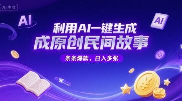 利用AI一键生成原创民间故事，无限制生成，条条爆款，日入多张-刀客资源网