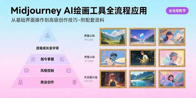 （15628期）Midjourney AI绘画工具全流程应用，从基础界面操作到高级创作-附配套资料-刀客资源网