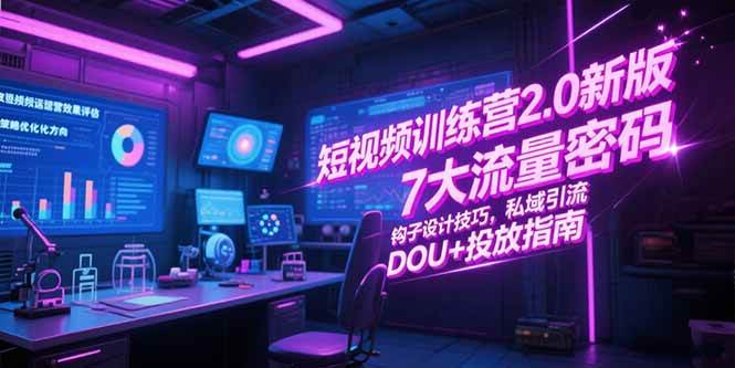 （15255期）短视频训练营2.0新版，7大流量密码/钩子设计技巧/私域引流/DOU+投放指南-刀客资源网