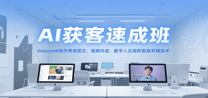 AI获客速成班，deepseek制作各类图文、视频内容，数字人应用和智能剪辑技术-刀客资源网