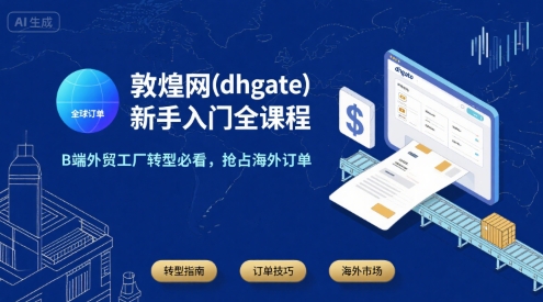 敦煌网(dhgate)新手入门全课程，B端外贸工厂转型必看，抢占海外订单-刀客资源网