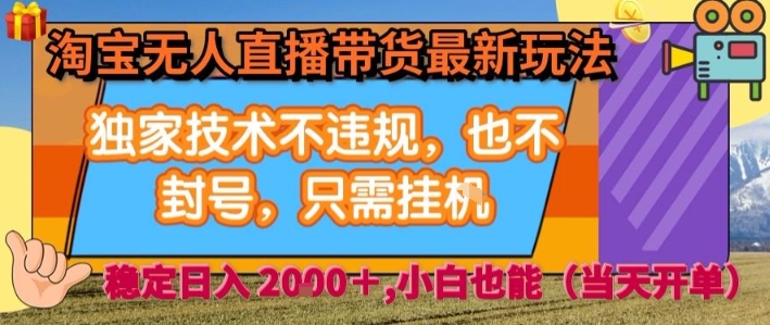 淘宝无人直播带货最新玩法，独家技术不违规，也不封号，全自动运行，只需挂着， 稳定日入2k【揭秘】-刀客资源网