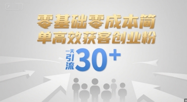 零基础零成本简单高效获客创业粉，一天引流30+-刀客资源网