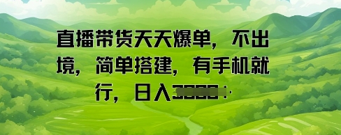 直播带货天天爆单，不出境，简单搭建，有手机就行，日入多张-刀客资源网