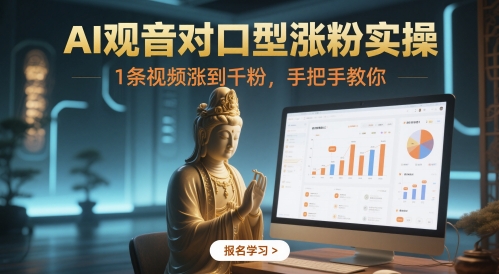 AI观音对口型涨粉实操，1条视频涨到千粉，手把手教你-刀客资源网