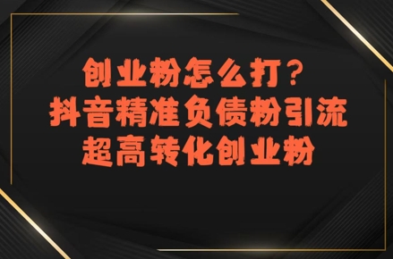 创业粉怎么打？抖音精准负债粉引流，超高转化创业粉-刀客资源网