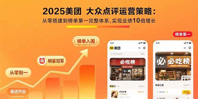 （15602期）2025美团 大众点评运营策略:从零搭建到榜单第一完整体系,实现业绩10倍增长-刀客资源网