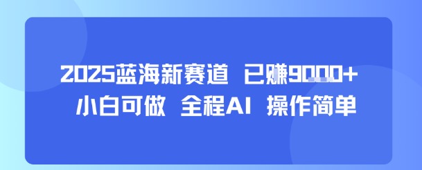 2025蓝海新赛道 已挣9k+ 小白可做 全程AI 操作简单-刀客资源网