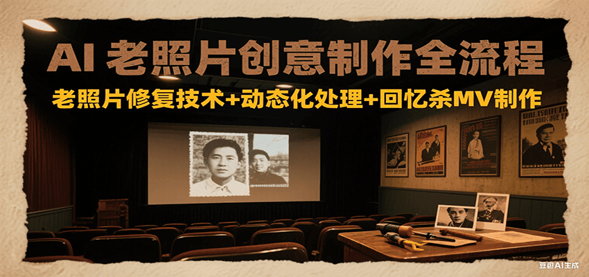 AI老照片创意制作全流程：老照片修复技术+动态化处理+回忆杀MV制作-刀客资源网