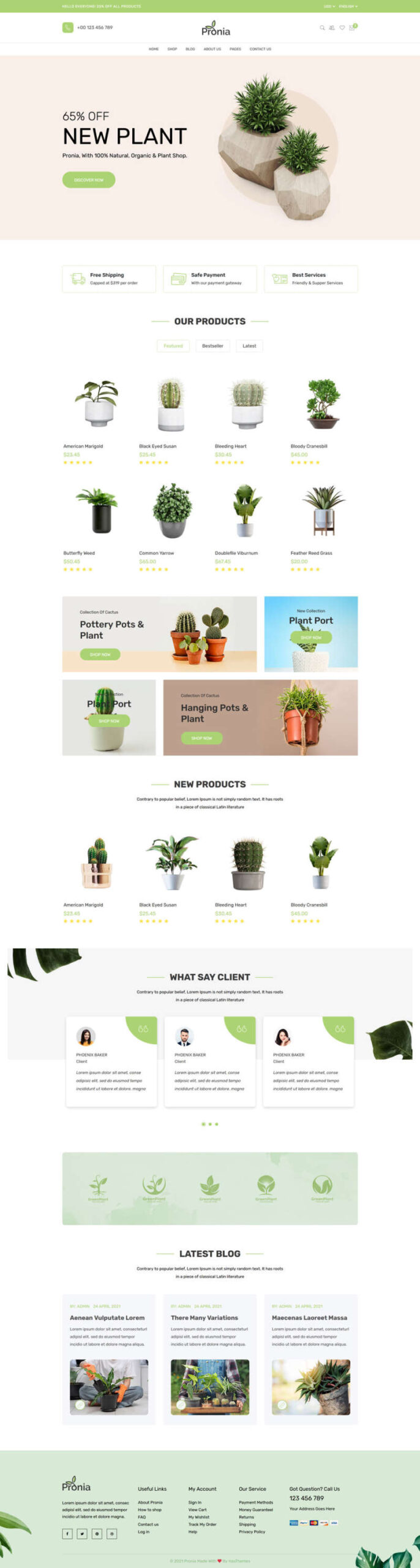 绿色植物盆栽商城html模板-刀客资源网