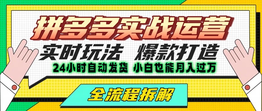 拼多多最新实战运营高投产：长久稳定项目，单店利润一天三位数-刀客资源网