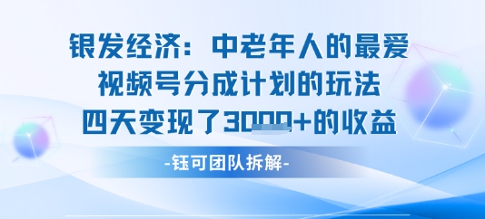 视频号银发经济玩法四天变现了1k的收益-刀客资源网