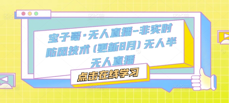 宝子哥·无人直播-非实时防风技术(更新25年6月)无人半无人直播-刀客资源网