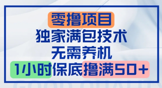 零撸顶配玩法，独家满包技术，无需养机，1小时保底撸满50+-刀客资源网