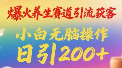 爆火养生赛道引流获客，小白无脑操作，日引200+-刀客资源网