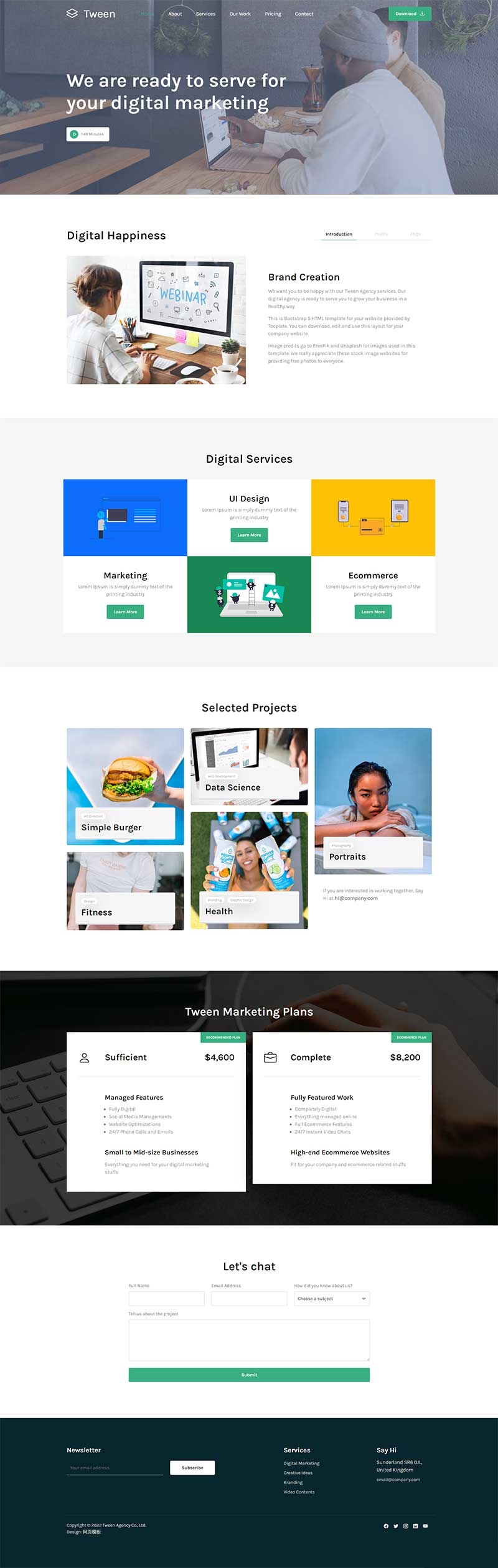 数字营销服务公司html5单页网页模板-刀客资源网
