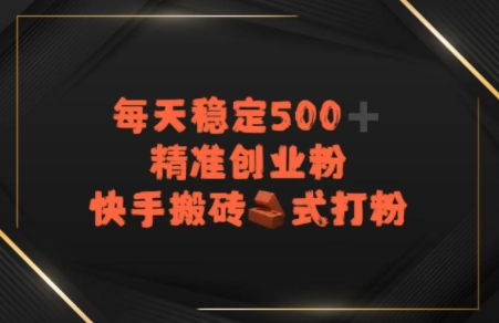快手搬砖式打粉，每天稳定500+精准创业粉-刀客资源网