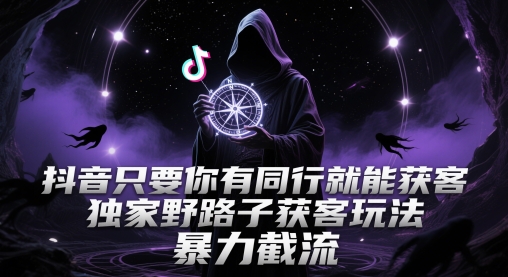 抖音只要你有同行就能获客，独家野路子获客玩法，暴力截流【揭秘】-刀客资源网