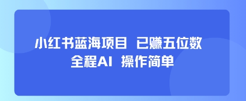 小红书蓝海项目，全程AI，操作简单，已挣五位数-刀客资源网