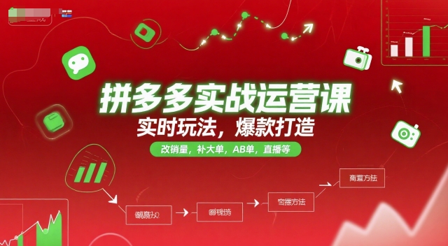 拼多多实战运营课，实时玩法，爆款打造，改销量，补大单，AB单，直播等（更新2025月）-刀客资源网