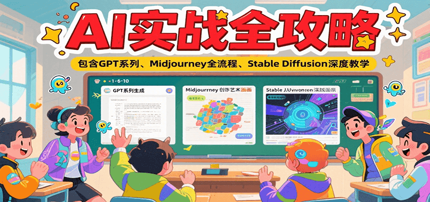 AI实战全攻略，包含GPT系列、Midjourney全流程、Stable Diffusion深度教学-刀客资源网
