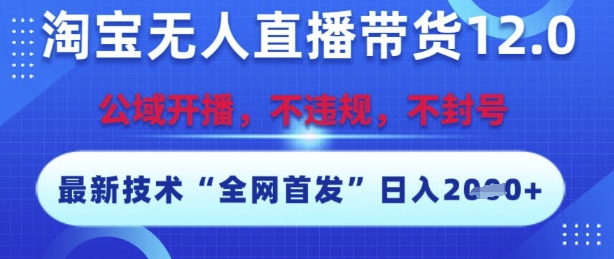 淘宝无人直播带货12.0，最新技术，不封号，不违规，操作简单，开播爆单，日入多张【揭秘】-刀客资源网